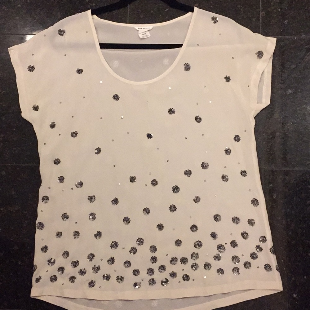 Club Monaco sheer beaded top